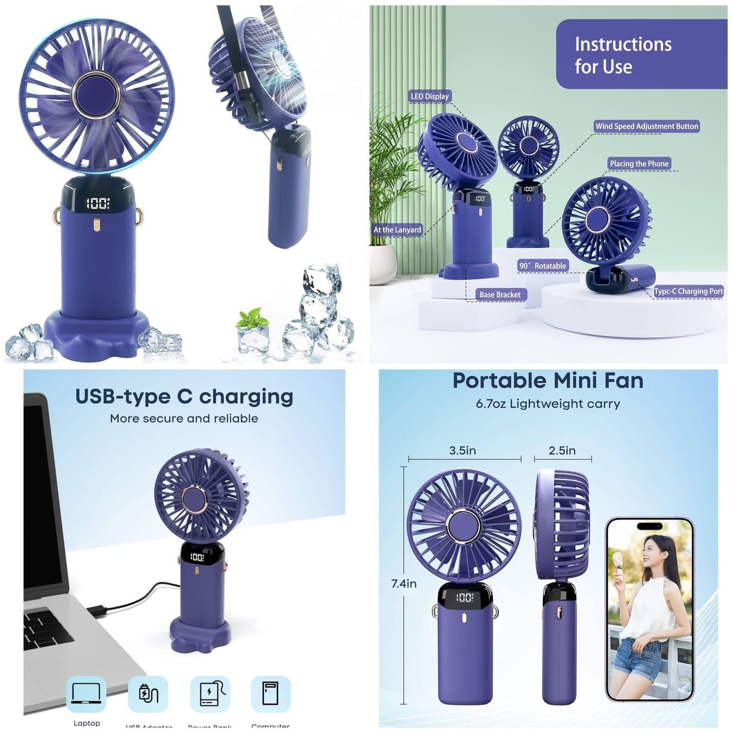 Portable Mini Hand Fan  | USB Rechargeable